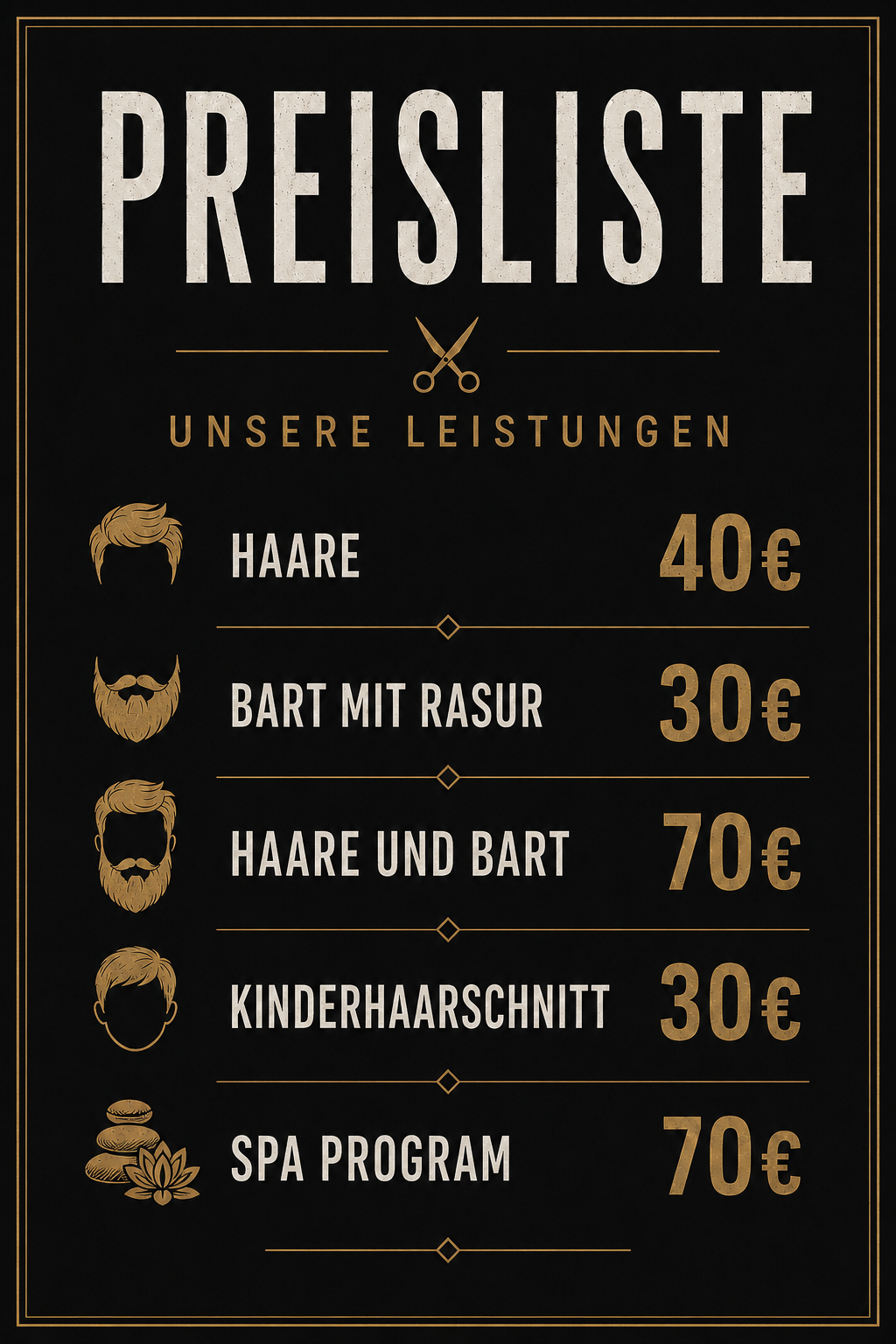 Preisliste Barbier Ecke
